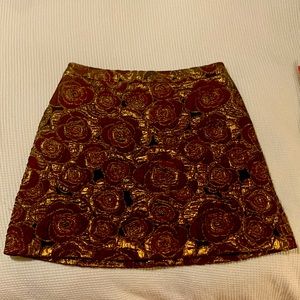 Alice and Olivia Skirt metallic rose print